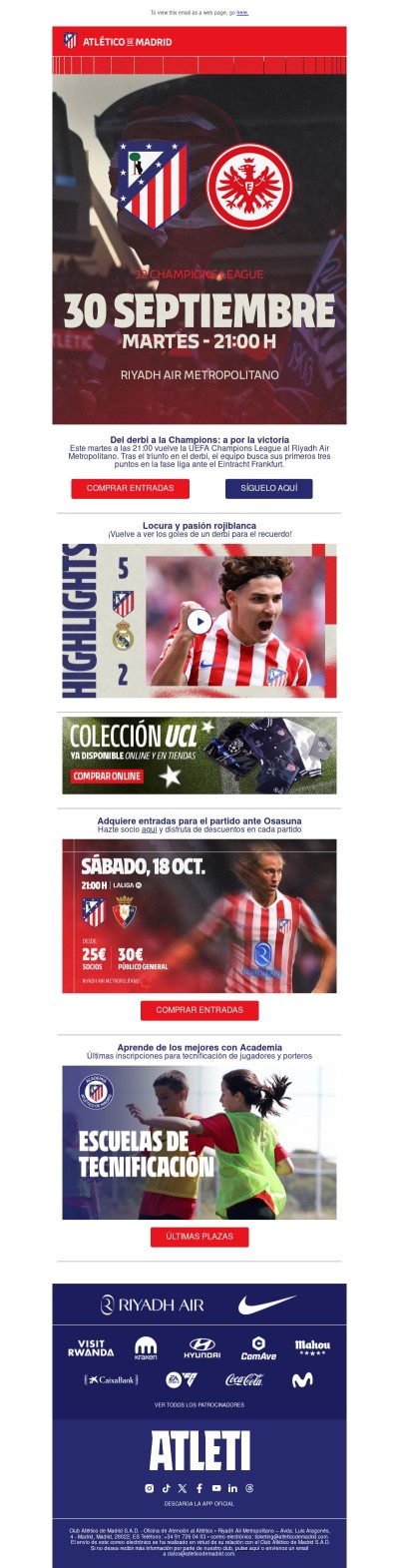 Atleti - Eintracht Frankfurt: ¡Del derbi a la Champions, a por la victoria!