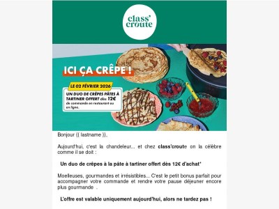 🥞 C'est la chandeleur, un duo de crêpes offert... aujourd'hui seulement !
