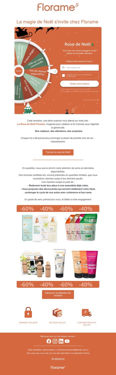 Avec la roue de Noël...