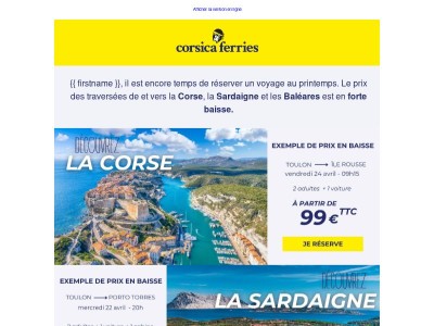 Les prix sont toujours en baisse pour la Corse, la Sardaigne et les Baléares !