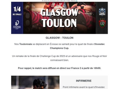 GLA - RCT : Votre newsletter de match !
