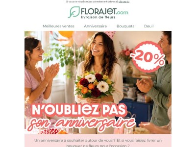 Vos fleurs d'anniversaire livrées en 3h !