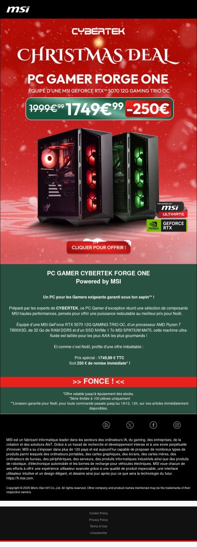 Le PC FORGE ONE de CYBERTEK à 1749,99€