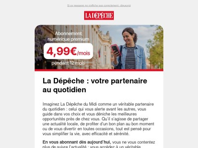 Offre spéciale : 1 an d'abonnement à 4,99€/mois