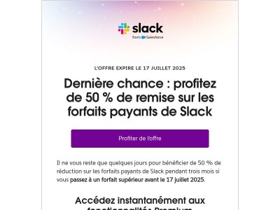 ⏳ À ne pas manquer Obtenez 50 % sur les forfaits payants