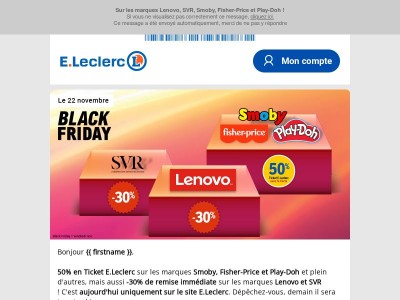 Offres Flash : -30% et 50% en Ticket E.Leclerc ! ⚡