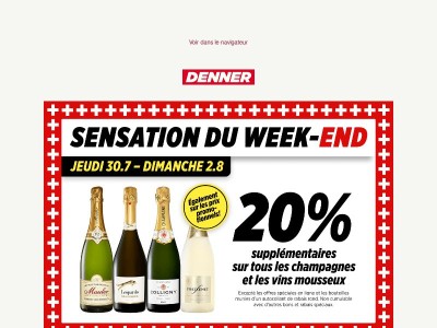 🥂🍾20% supplémentaires sur tous les champagnes et les vins mousseux