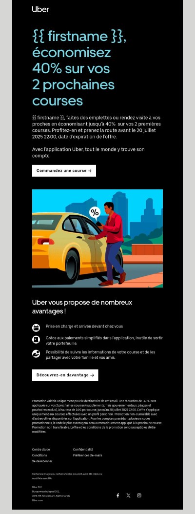 Vous allez quelque part ? Profitez de -40% sur vos 2 prochaines courses