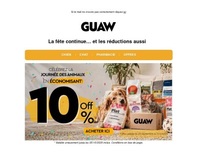 -10 % pour célébrer la Journée des animaux 🐾 Pour leur journée, les prix baissent !