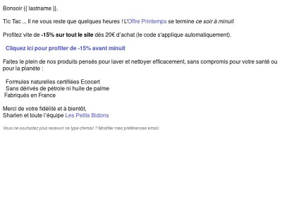 Dernière chance pour -15% 🌿