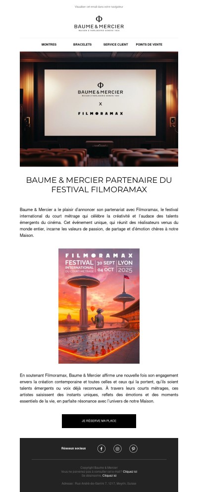 Baume & Mercier partenaire du festival Filmoramax