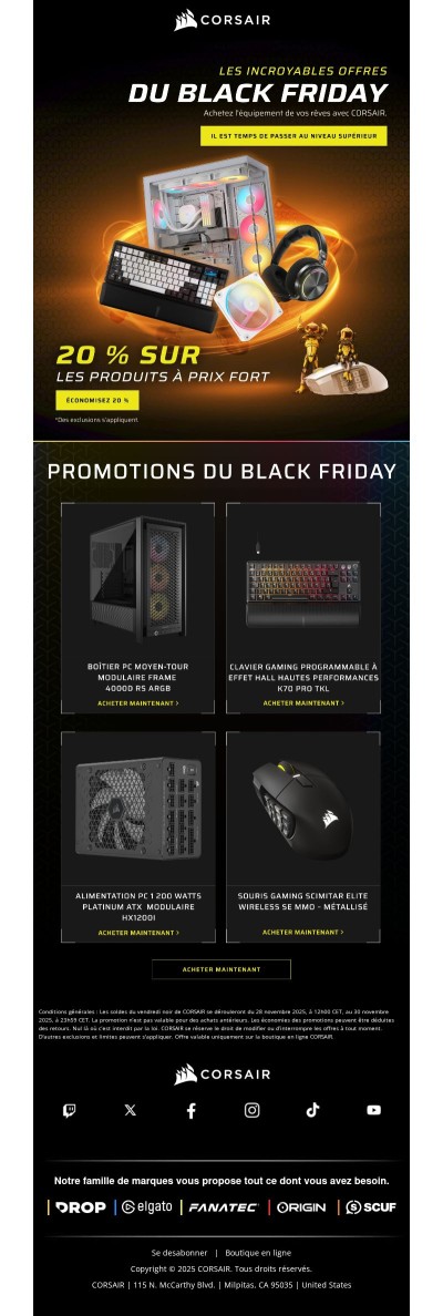 Le Black Friday de CORSAIR commence maintenant.