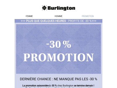 Dernière chance : -30 % sur la promotion saisonnière 🙌