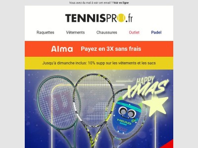 10% supp sur les raquettes