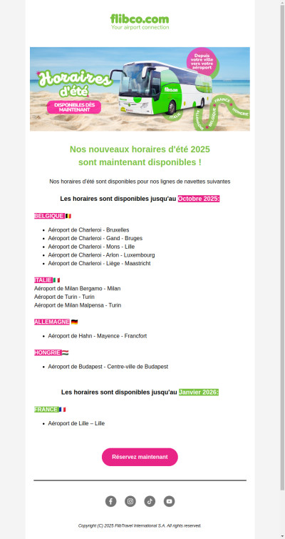 HORAIRES D'ÉTÉ 2025 - Billets disponibles en ligne ! 💚