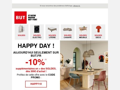 AUJOURD'HUI : -10% en + des SOLDES