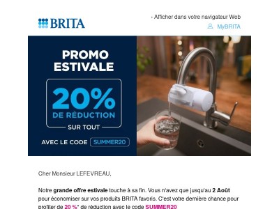 Dernière chance : 20 % de réduction sur tout ⏰