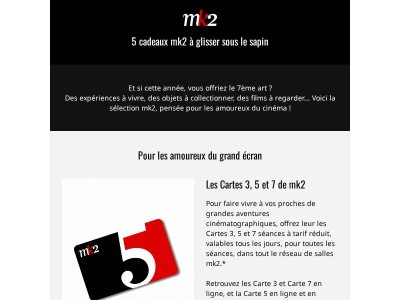 5 cadeaux mk2 à glisser sous le sapin