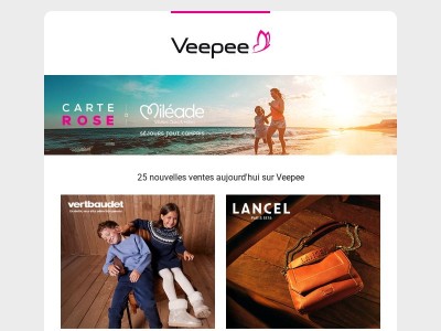Aujourd'hui : Vertbaudet, Lancel, Le temps des Cerises et 22 autres ventes sur Veepee