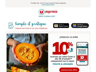 Ce jeudi : +20% reversés en euros Carte U sur une sélection Beauté ! ✨