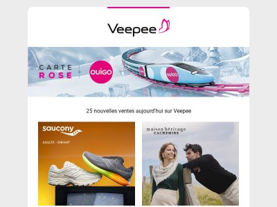 Bonjour {{ lastname }}, aujourd'hui Saucony, Maison Héritage, El Ganso et 22 autres ventes sur Veepee