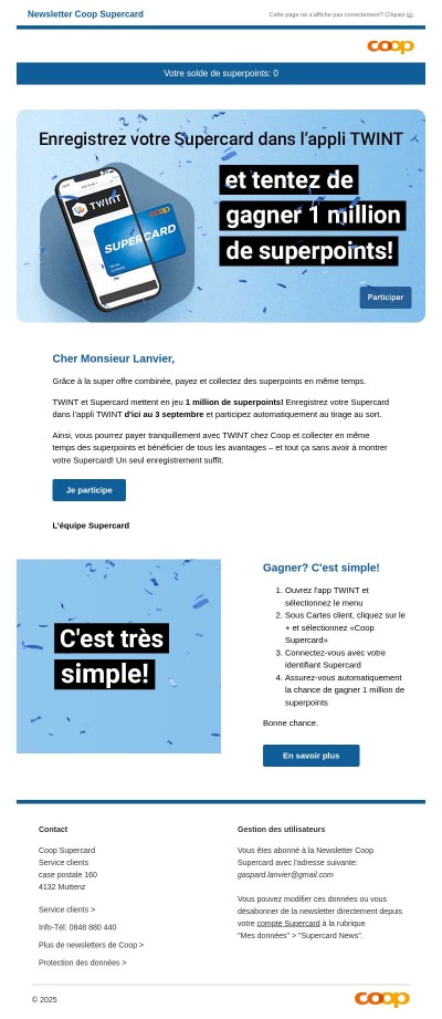 🎉 Gagnez 1 million de superpoints avec TWINT!