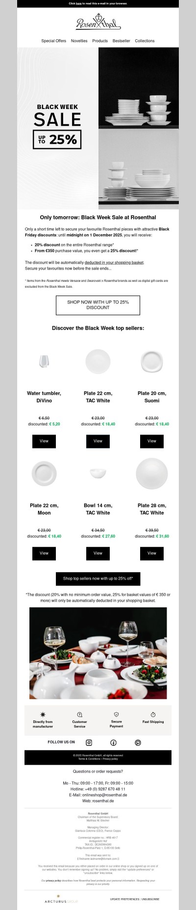 Last chance: save up to 25% on Rosenthal items!