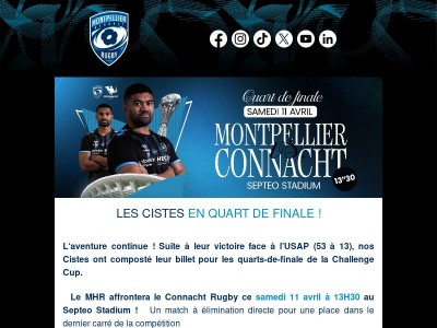 Le Connacht en 1/4 de finale samedi ✨
