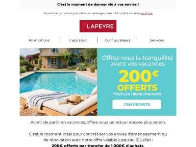 200€ offerts tous les 1 000€ d'achats !