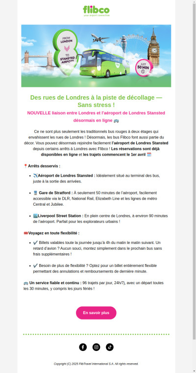 Flibco vous emmène désormais à l’aéroport de Londres Stansted 💂🏼‍♂️ NOUVELLE connexion disponible !
