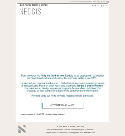 JEU CONCOURS DE NOËL : remportez la gracieuse lampe Rumee de Louis Poulsen !