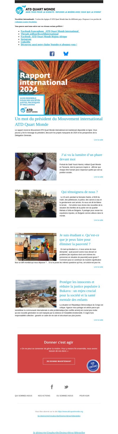 Newsletter internationale – ATD Quart Monde – Juillet 2025