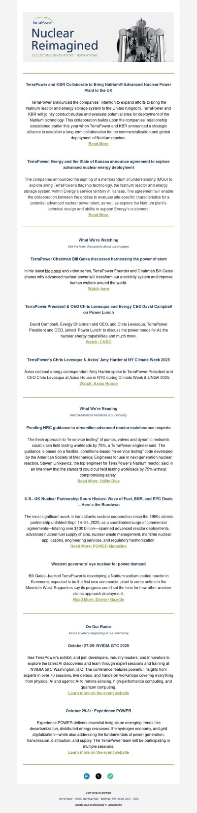 TerraPower and KBR Collaborate to bring Natrium® Advanced Nuclear Power Plant to the UK