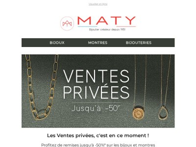 💍 Ventes privées : jusqu'à -50%* !