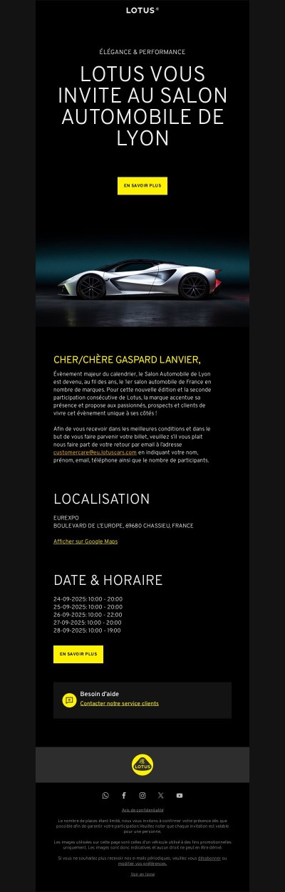 LOTUS VOUS INVITE AU SALON AUTOMOBILE DE LYON