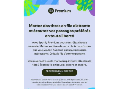 Profitez de 1 mois de Premium pour 0€ et contrôlez votre écoute