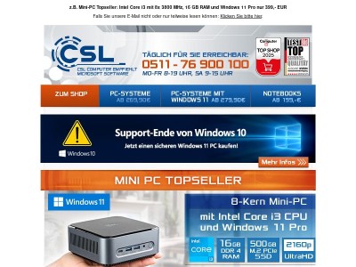 Platzsparend und energieeffizient: CSL Mini PCs, Notebooks und All-In-One PCs inkl. Windows 11