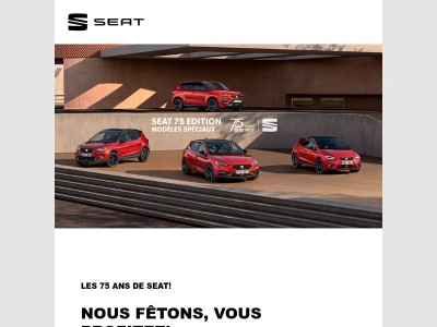 SEAT fête ses 75 ans! Nous fêtons, vous profitez.