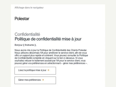 Mises à jour de la politique de confidentialité de Polestar