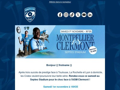 📣 MHR - ASM : samedi à 16H35