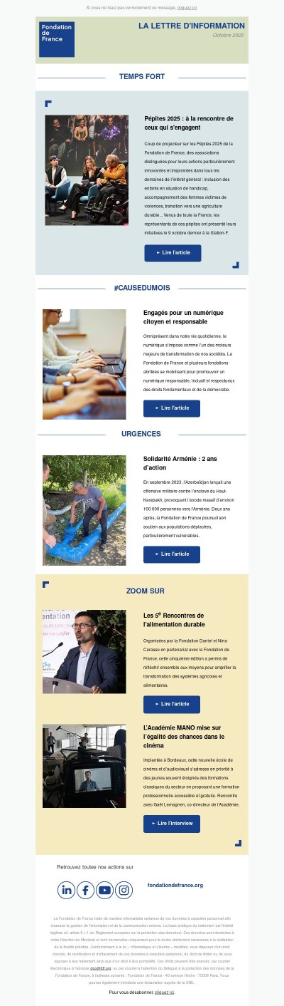 La lettre d'information de la Fondation de France - Octobre 2025