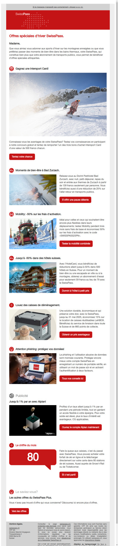 Offres spéciales d’hiver SwissPass.