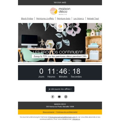 Les promotions continues! Jusqu'à -70% sur nos peintures déco pendant 24h😀