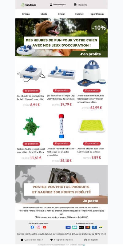 –10% sur les jouets éducatifs pour chiens