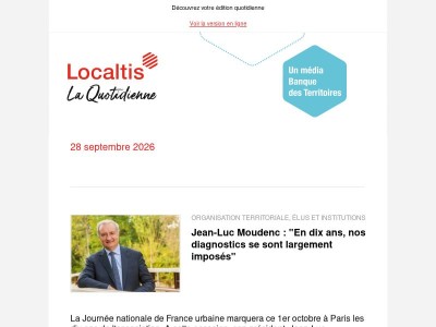 Actualités Localtis du mardi 29 septembre 2026