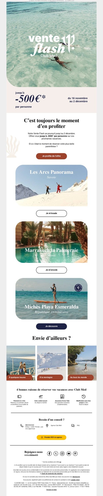 Vente Flash : jusqu'à -500€* par personne