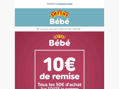 10€ de remise tous les 50€ d'achat 😍