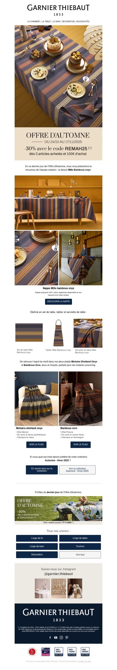 🕤 Offre d'Automne : dernier jour !