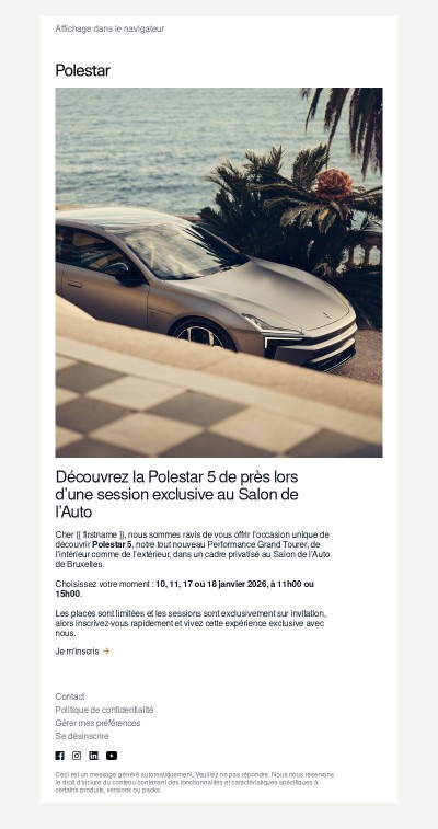 Votre invitation exclusive à découvrir la Polestar 5