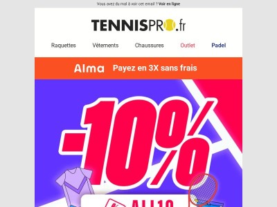 10% de remise supp sur tout le site